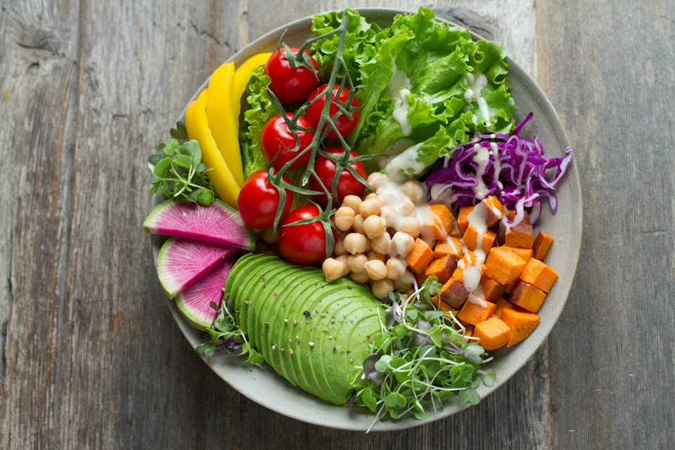 A bowl of colourful seasonal vegetables